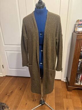 Chelsea & Violet Olive Brown Open-Front Long Cardigan
